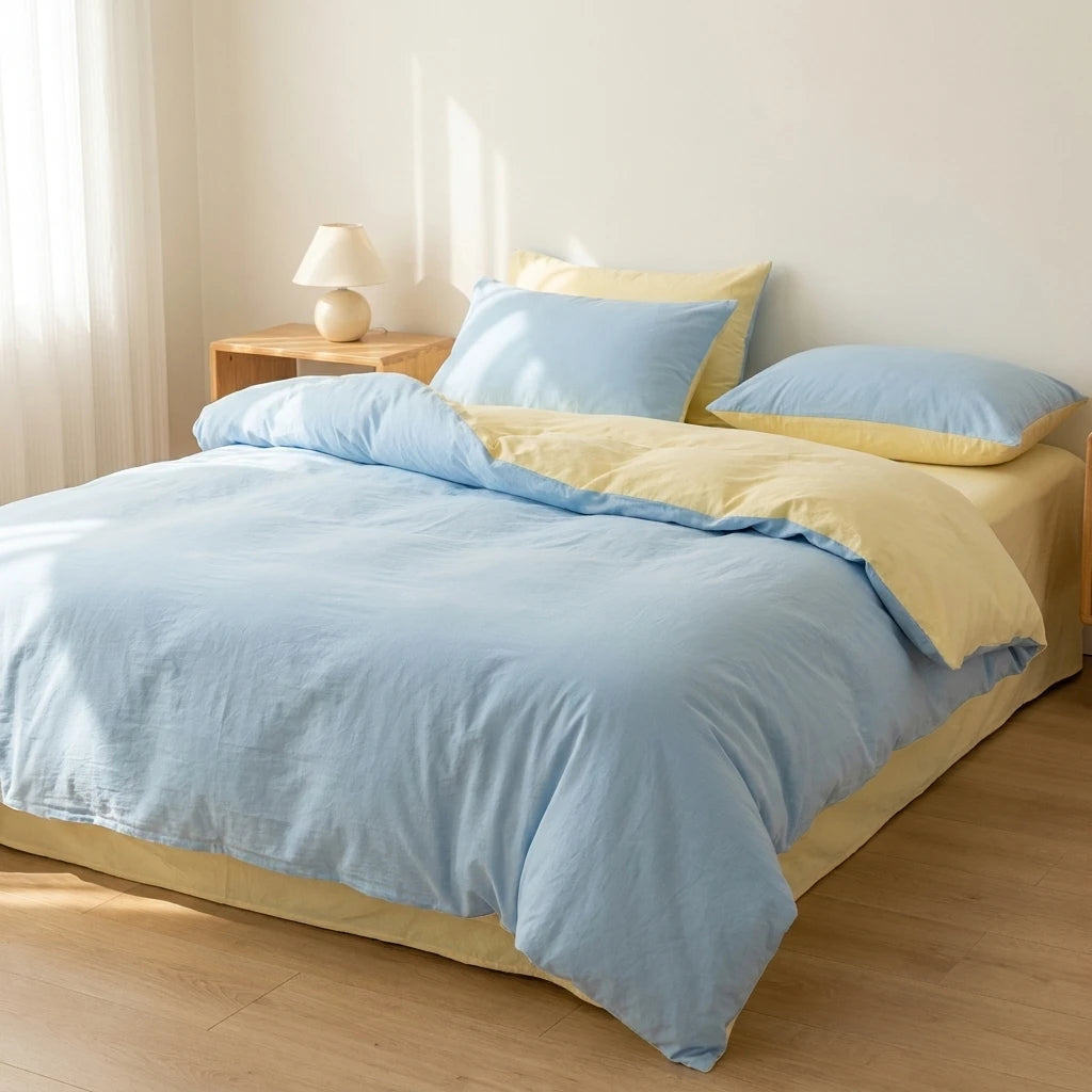 Jogo de Cama de Algodão Liso 4 Peças