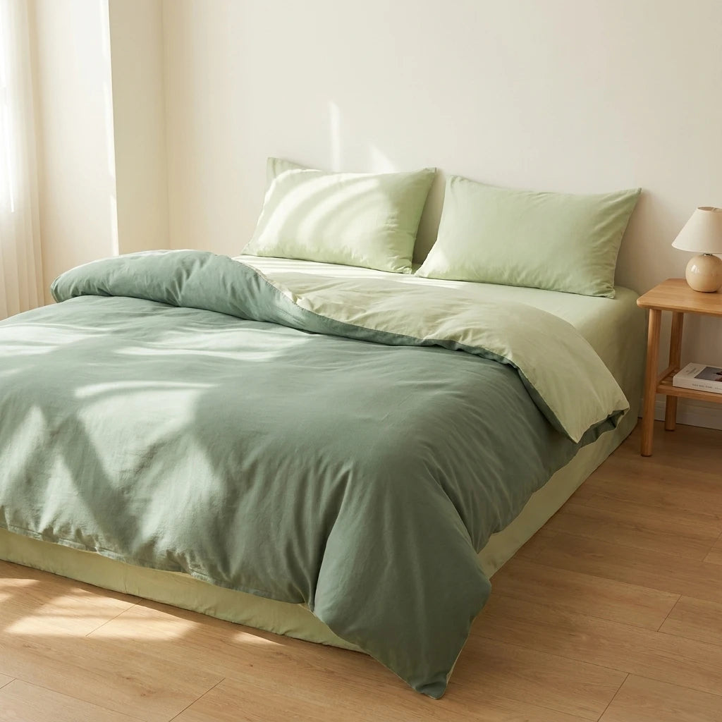 Jogo de Cama Duvet Liso Super Macio - Verde Grama e Verde Musgo