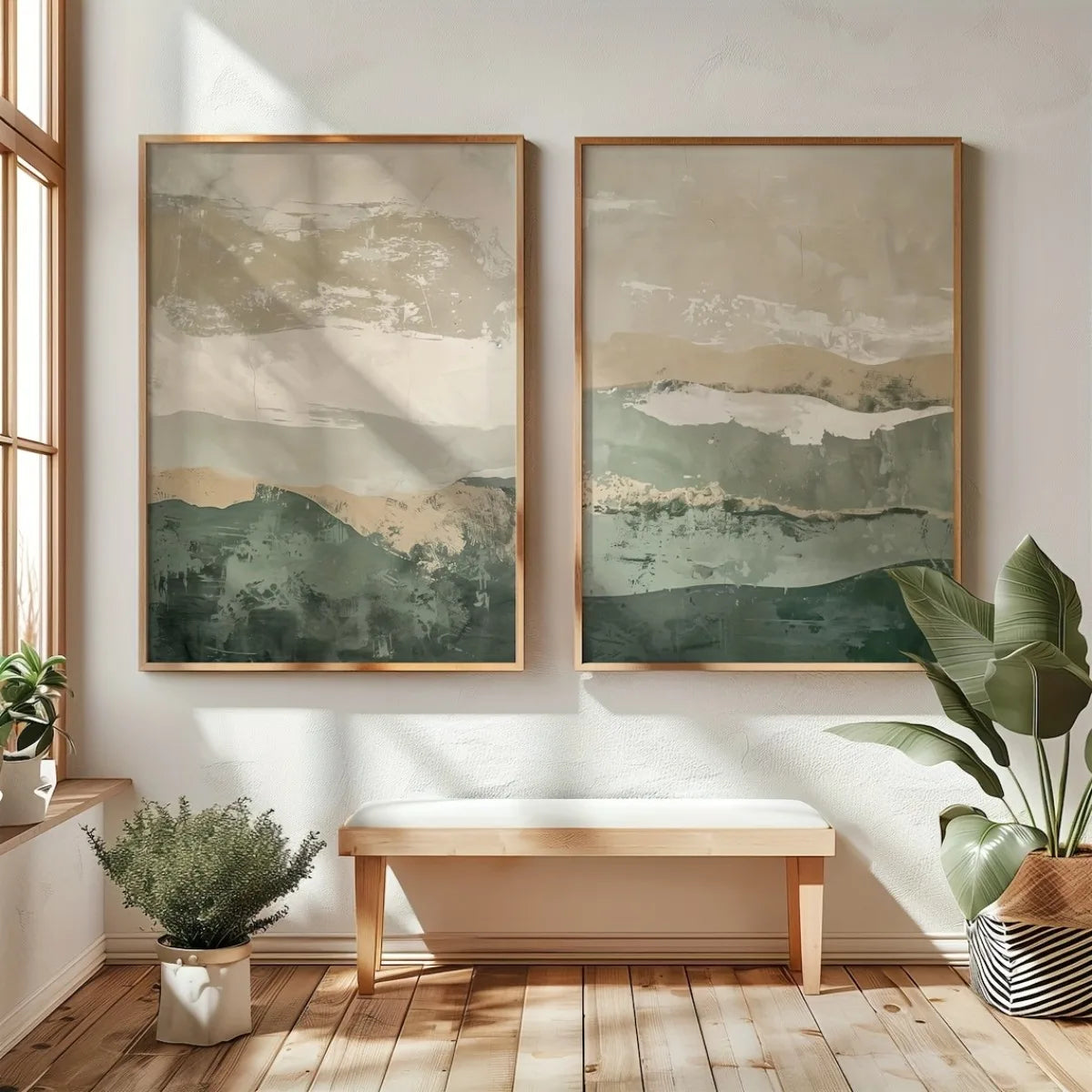 Quadro Decorativo Montanhas Wabi-Sabi Kit 2 Peças