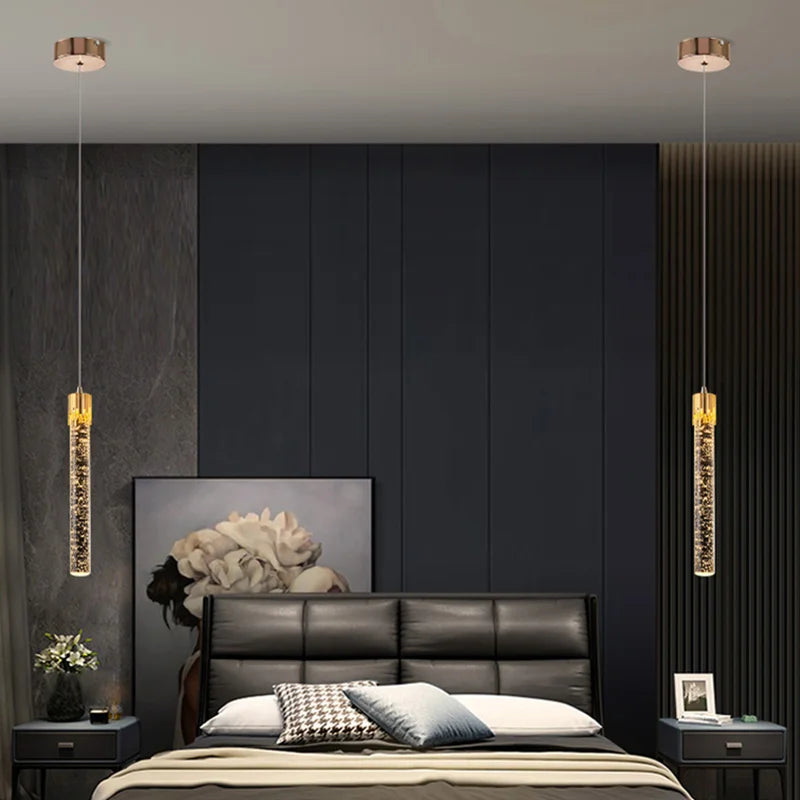 Lustre Pendente de Cristal LED Tubular 1 a 5 Luzes