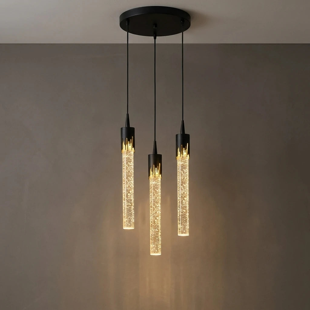 Lustre Pendente de Cristal LED Tubular 1 a 5 Luzes