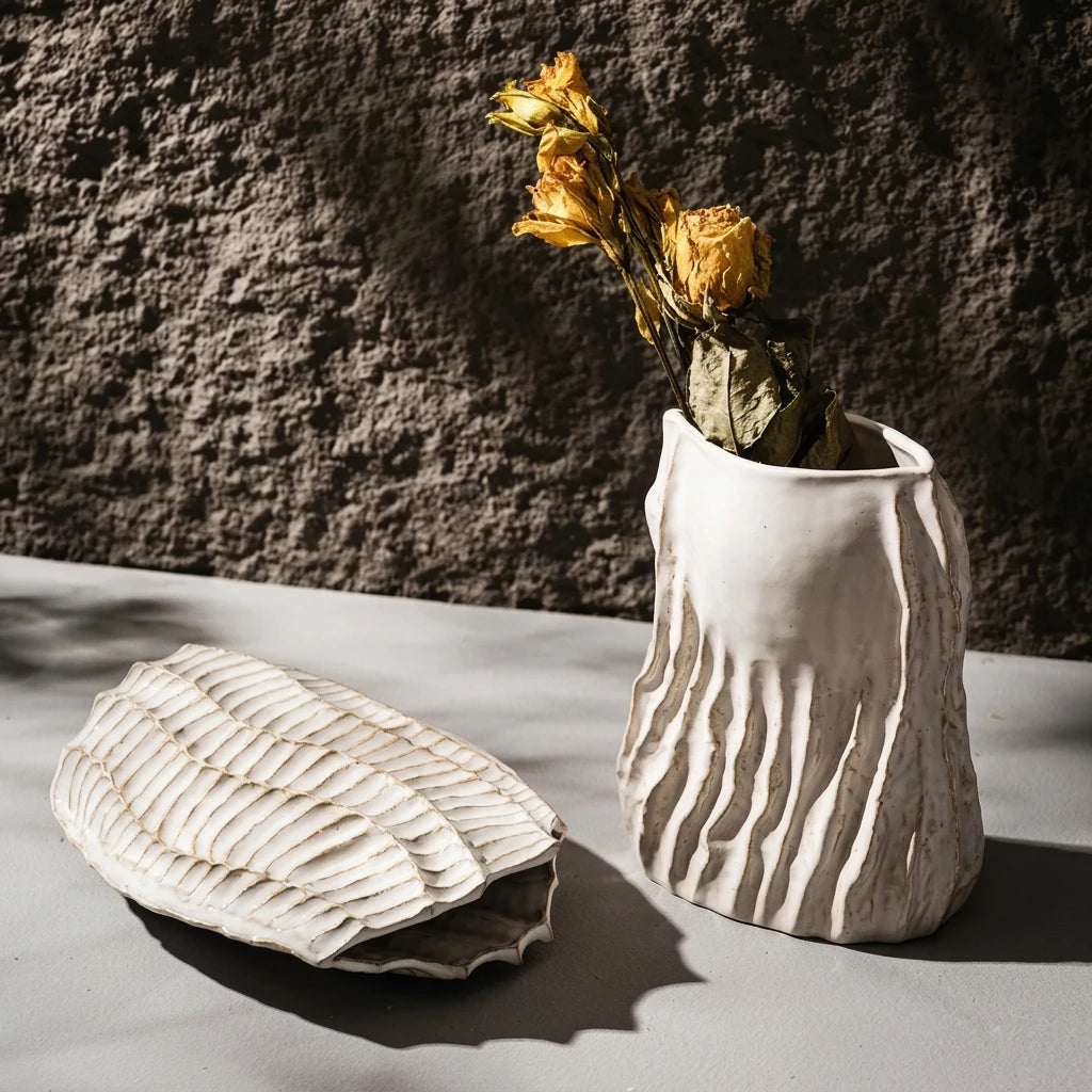 Vaso Decorativo Orgânico Coral Wabi-Sabi