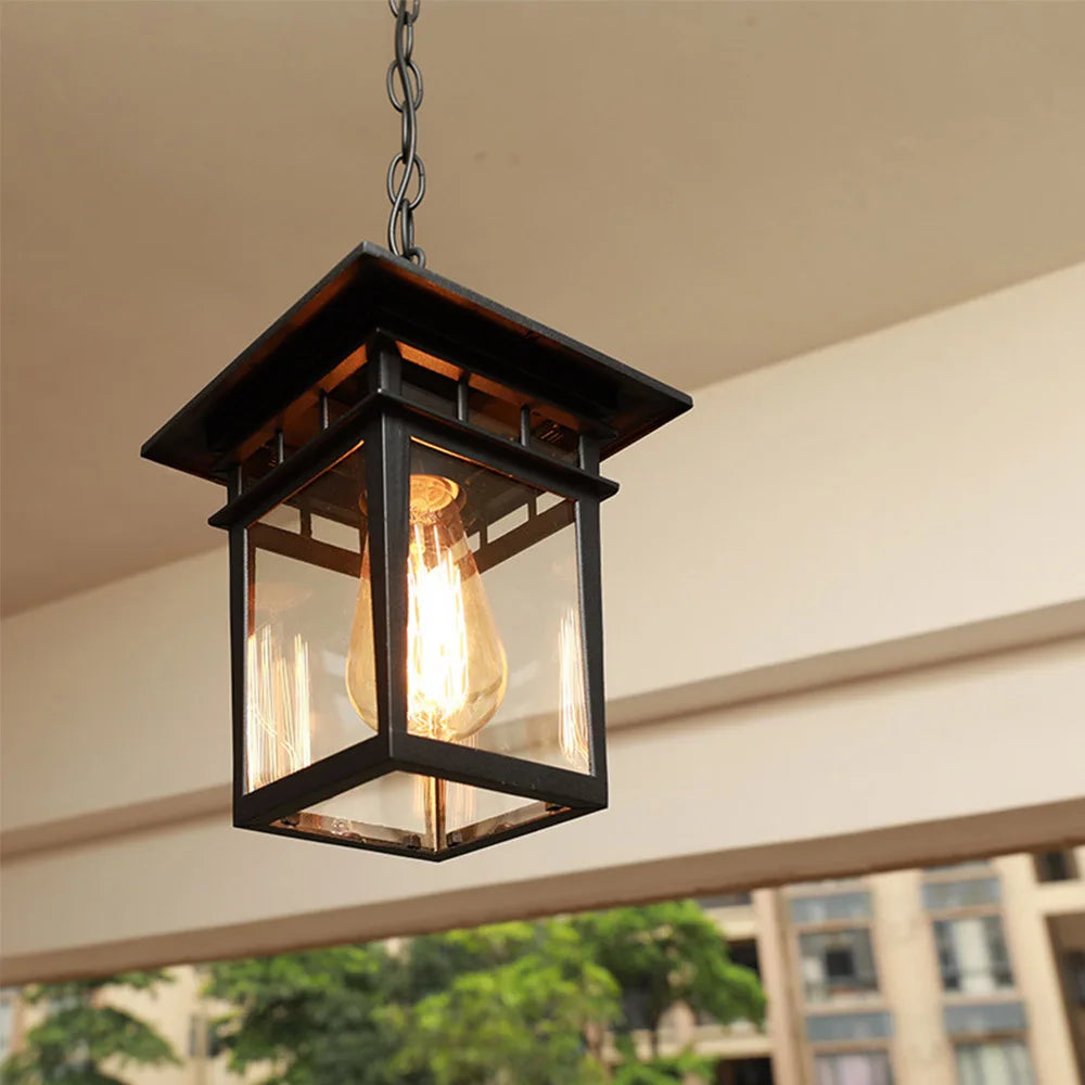 Pendente estilo japonês vintage, Luminária retrô para varanda, Pendente colonial oriental, Iluminação externa decorativa, Luminária farol de teto vintage