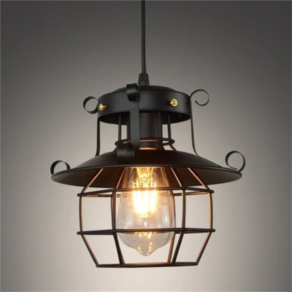 Luminária pendente industrial, Pendente retrô vintage, Lustre estilo gaiola, Luminária de teto decorativa, Iluminação industrial rústica