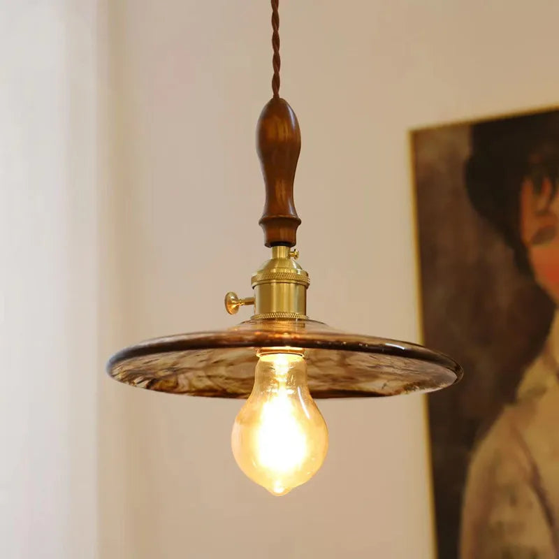 pendente vintage, pendente retro, pendente para sala, Pendente de Vidro Âmbar Retro, Pendente de Vidro Âmbar, Pendente de Vidro Retro, pendente, Lustre pendente vintage, lustre pendente, Luminária Pendente, luminária de teto pendente