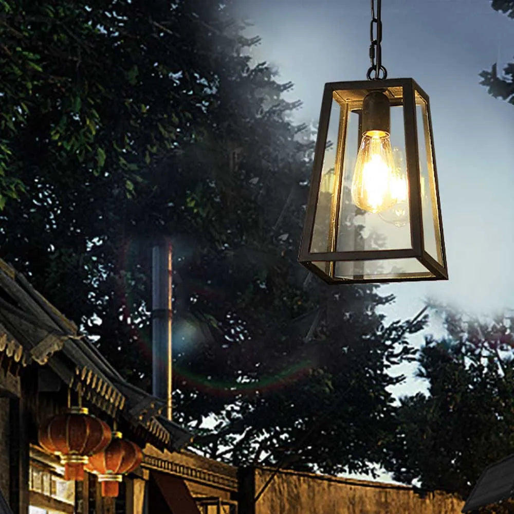 Pendente vintage para varanda, Luminária colonial de teto, Pendente estilo farol retrô, Iluminação rústica externa, Luminária pendente com corrente