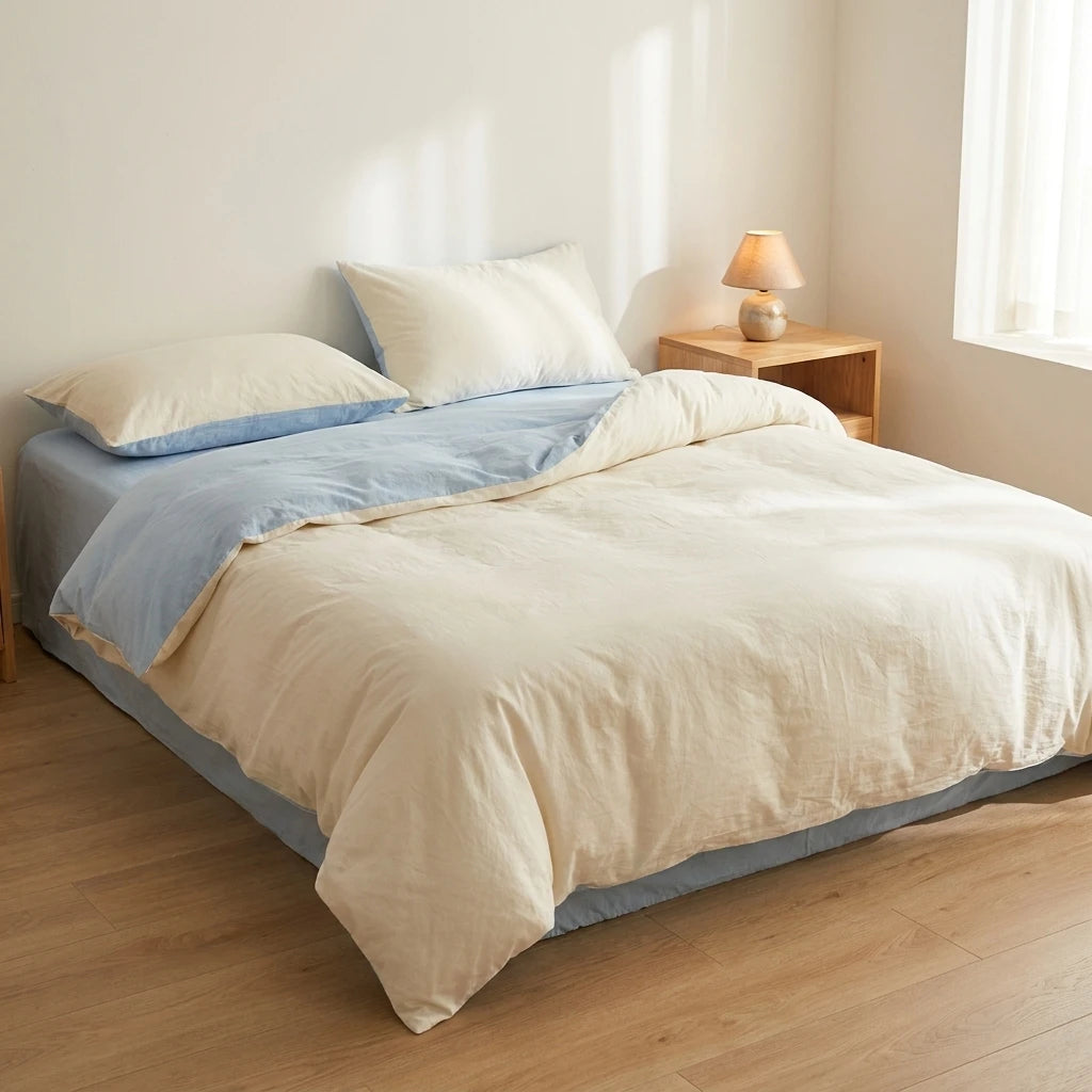 Jogo de Cama de Algodão Liso 4 Peças