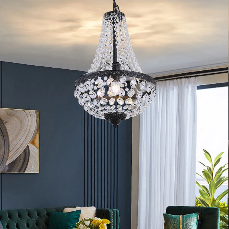 Lustre Pendente de Cristais Suspensos E27