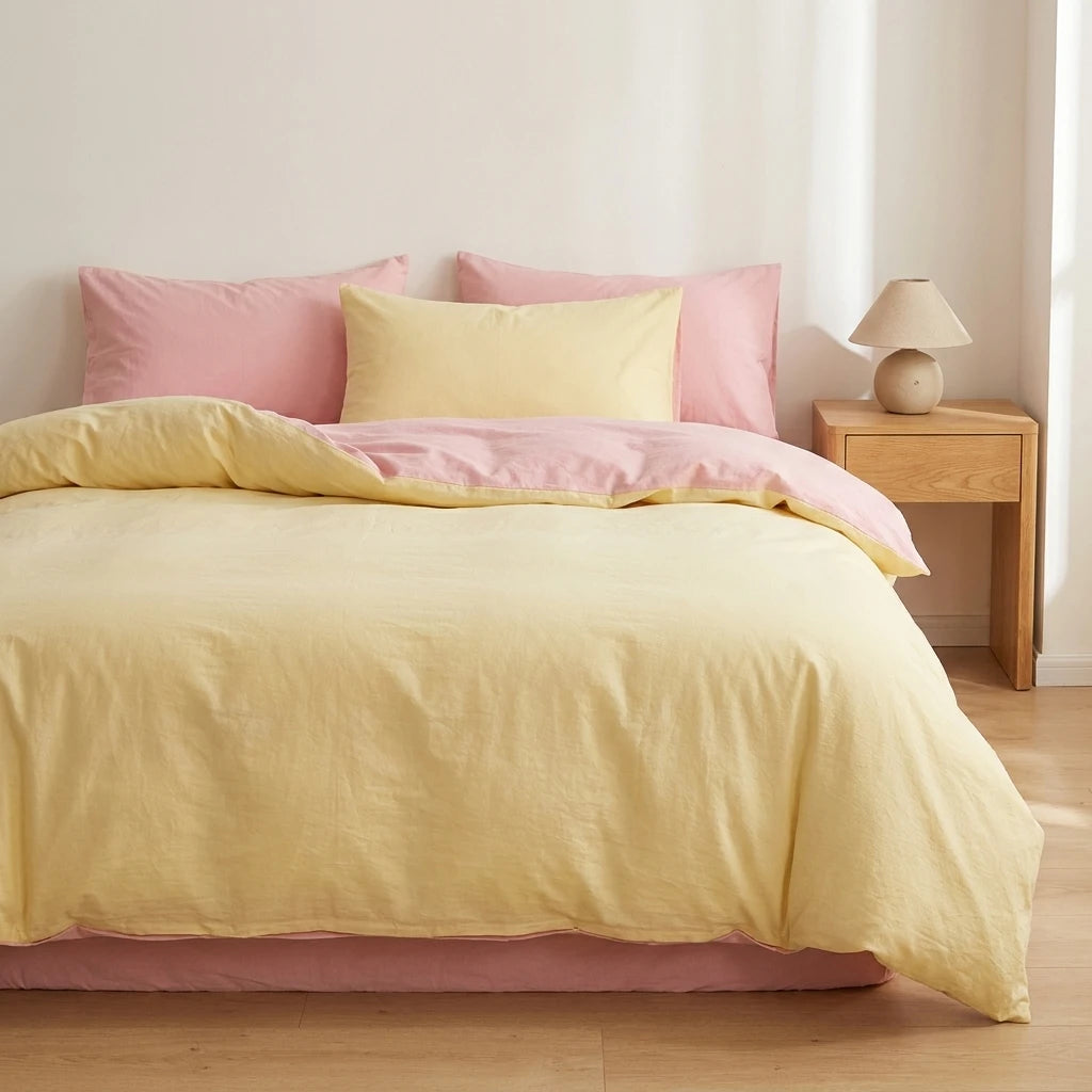 Jogo de Cama de Algodão Liso 4 Peças