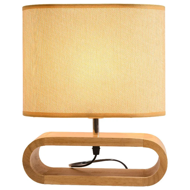 Abajur moderno madeira, Abajur de mesa com cúpula tecido, Abajur decorativo sala e quarto, Luminária de mesa estilo moderno