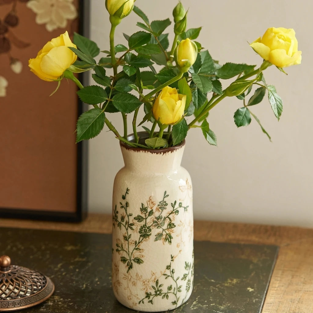 Vaso Decorativo de Cerâmica Retrô Oriental