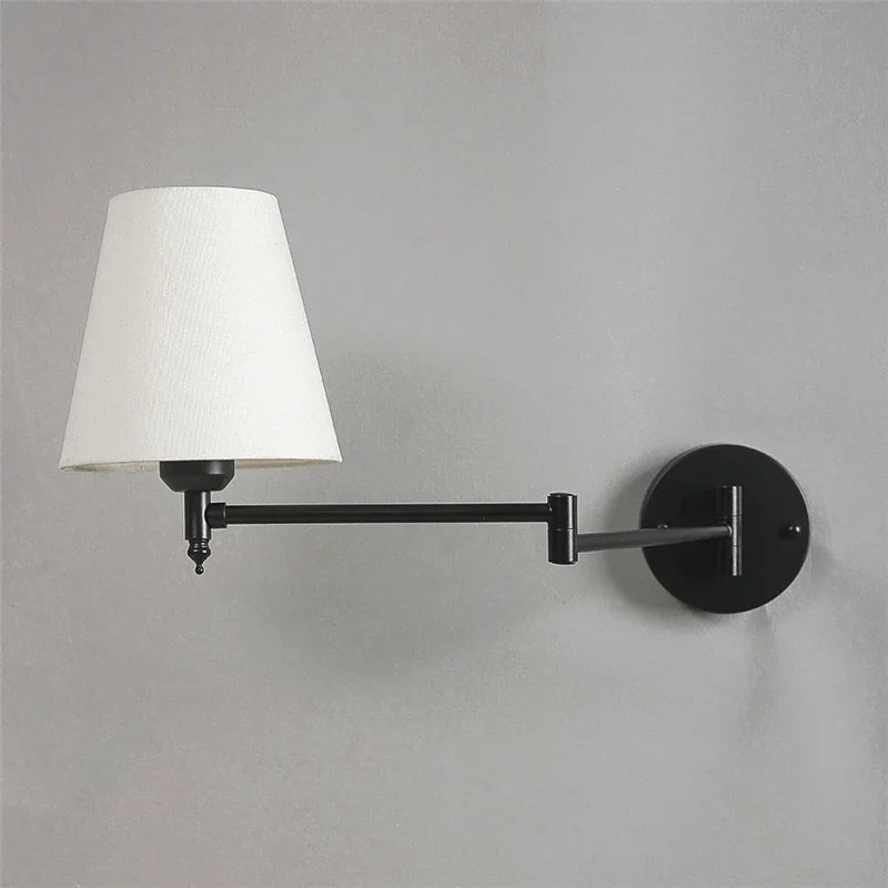 Arandela de Parede Retrô, Arandela com Braço Articulado, Luminária de Parede para Quarto, Iluminação Retrô para Sala, Arandela Clássica com Cúpula