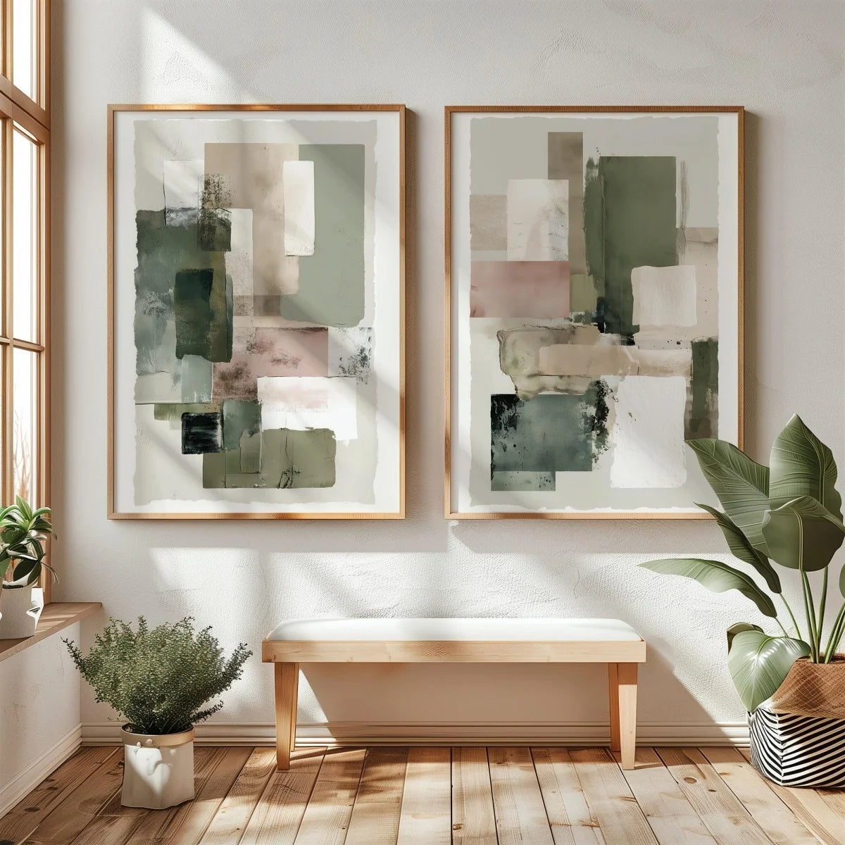 Quadro Decorativo Montanhas Wabi-Sabi Kit 2 Peças