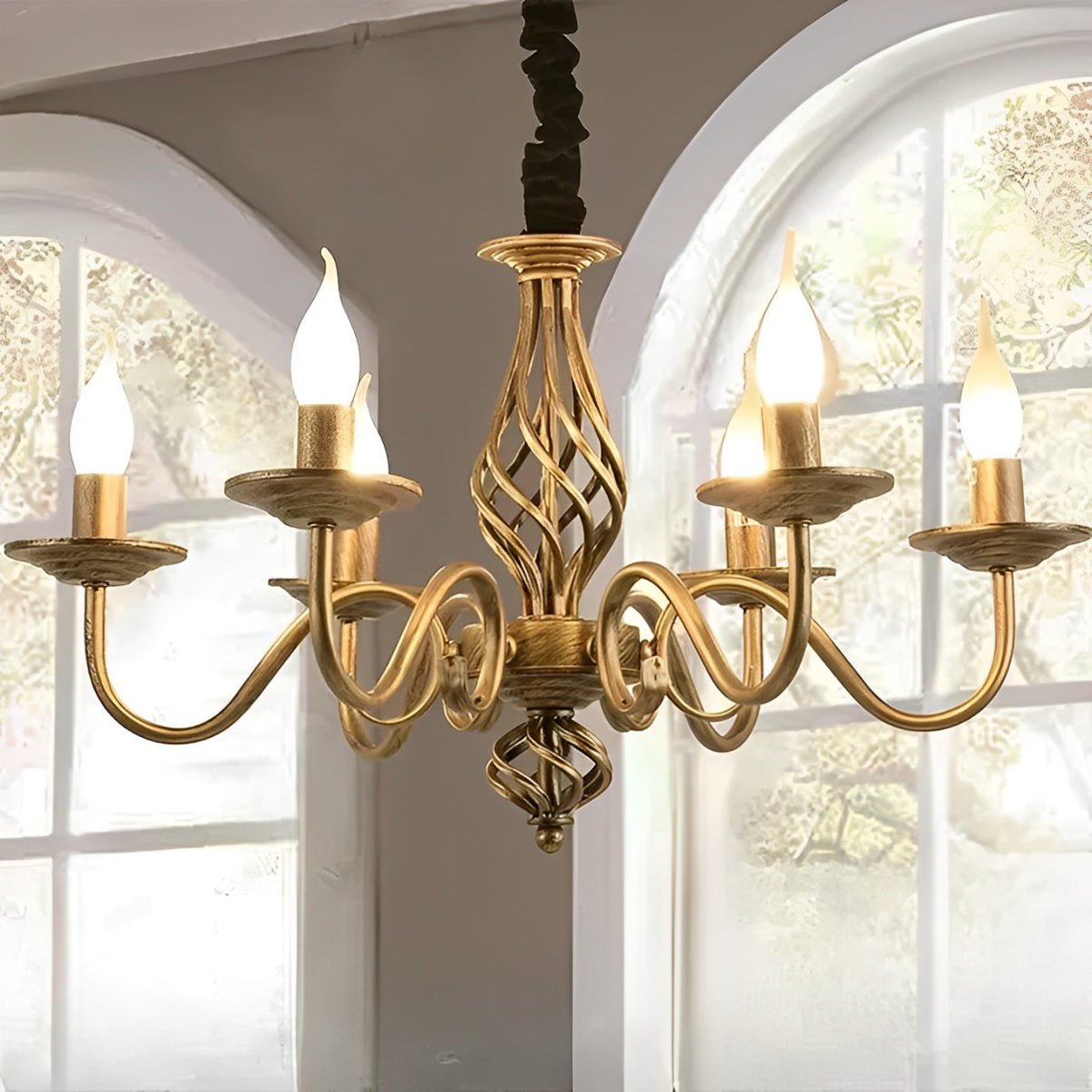 Lustre Candelabro Nórdico Bronze, Lustre Candelabro de Metal, Lustre Candelabro Pendente