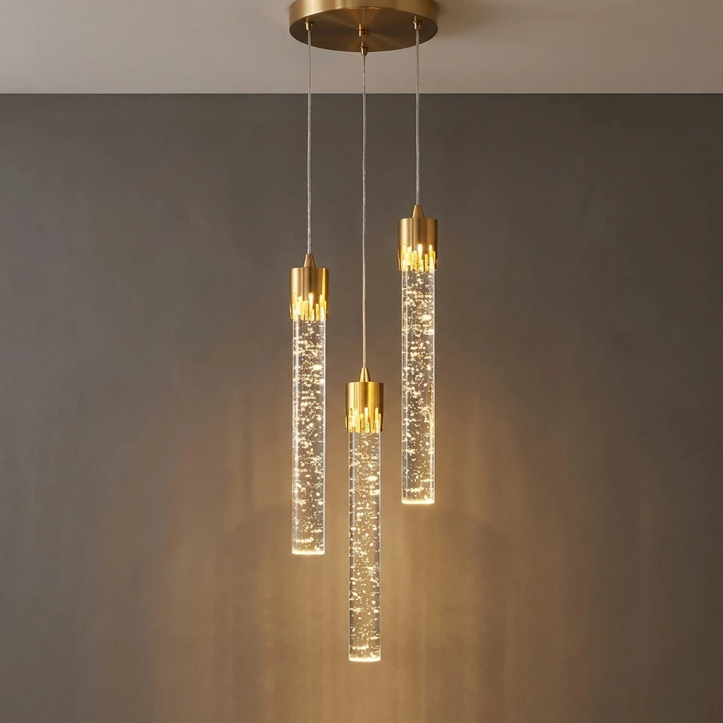 Lustre Pendente de Cristal LED Tubular 1 a 5 Luzes