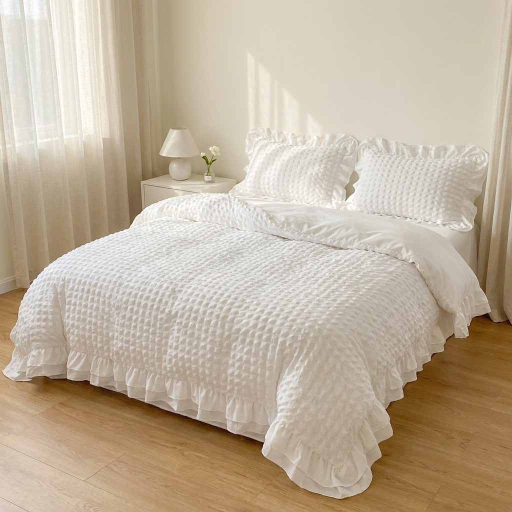 Jogo de Cama Duvet Renda Coreano 3 Peças