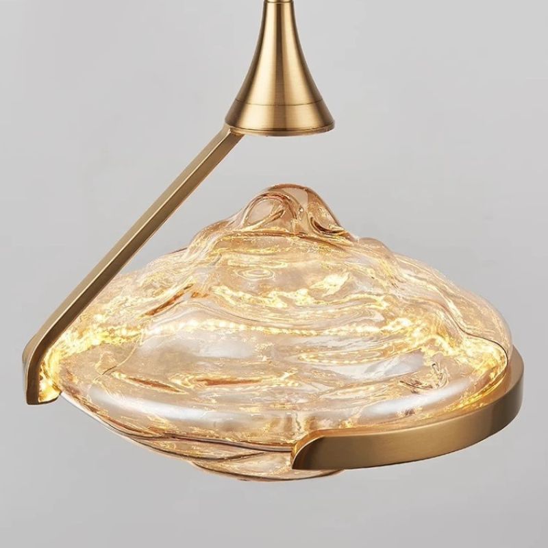 Pendente de Vidro, Luminária Pendente Moderna, Lustre de Teto Decorativo, Iluminação para Sala de Estar, Luminária Dourada de Design




