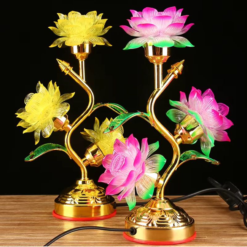 luminária de mesa decorativa, luminária flor de lótus, abajur decorativo led, luminária oriental colorida, luminária de mesa quarto