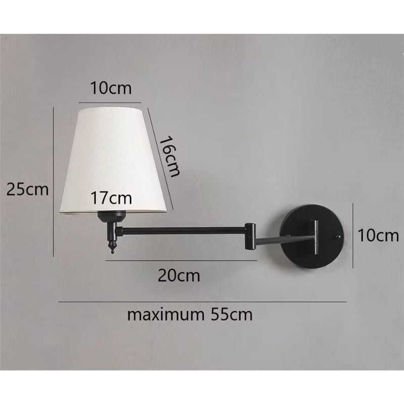 Arandela de Parede Retrô, Arandela com Braço Articulado, Luminária de Parede para Quarto, Iluminação Retrô para Sala, Arandela Clássica com Cúpula