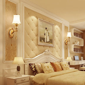 Arandela dourada clássica, Arandela com cristal decorativa, Arandela de parede luxuosa, Arandela para quarto elegante, Iluminação clássica de parede