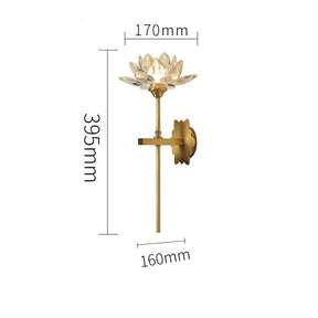 Arandela de cristal dourada, Arandela flor de lótus, Luminária  de parede, Luminária decorativa dourada