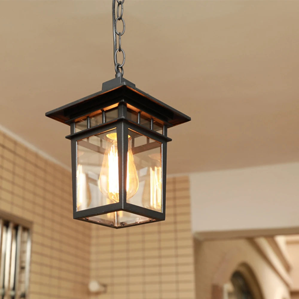 Pendente estilo japonês vintage, Luminária retrô para varanda, Pendente colonial oriental, Iluminação externa decorativa, Luminária farol de teto vintage





