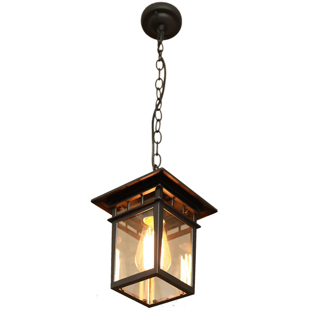 Pendente estilo japonês vintage, Luminária retrô para varanda, Pendente colonial oriental, Iluminação externa decorativa, Luminária farol de teto vintage





