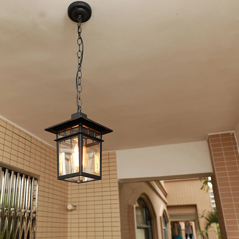 Pendente estilo japonês vintage, Luminária retrô para varanda, Pendente colonial oriental, Iluminação externa decorativa, Luminária farol de teto vintage





