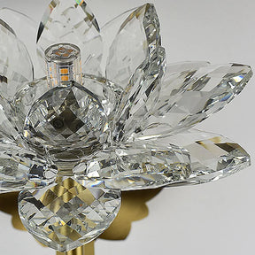 Arandela de cristal dourada, Arandela flor de lótus, Luminária  de parede, Luminária decorativa dourada