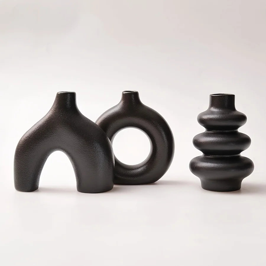 Kit de Vasos Decorativos Orgânicos de Cerâmica