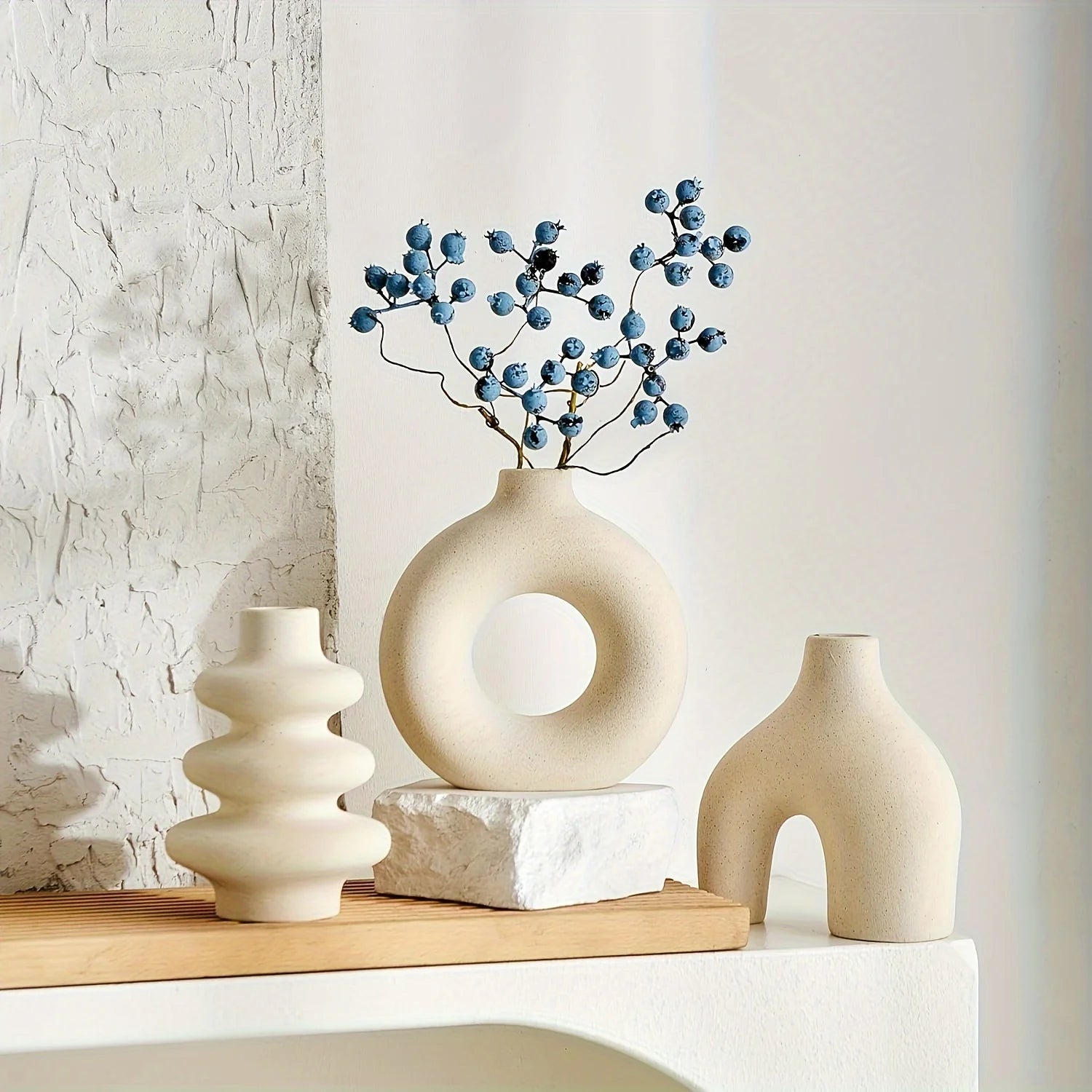 Kit de Vasos Decorativos Orgânicos de Cerâmica
