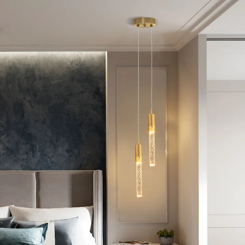 Lustre Pendente de Cristal LED Tubular 1 a 5 Luzes