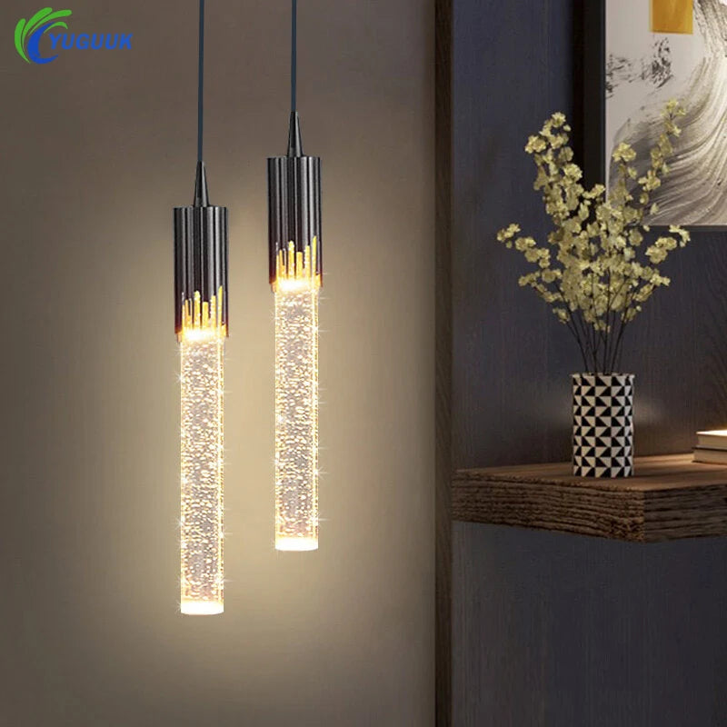 Lustre Pendente de Cristal LED Tubular 1 a 5 Luzes