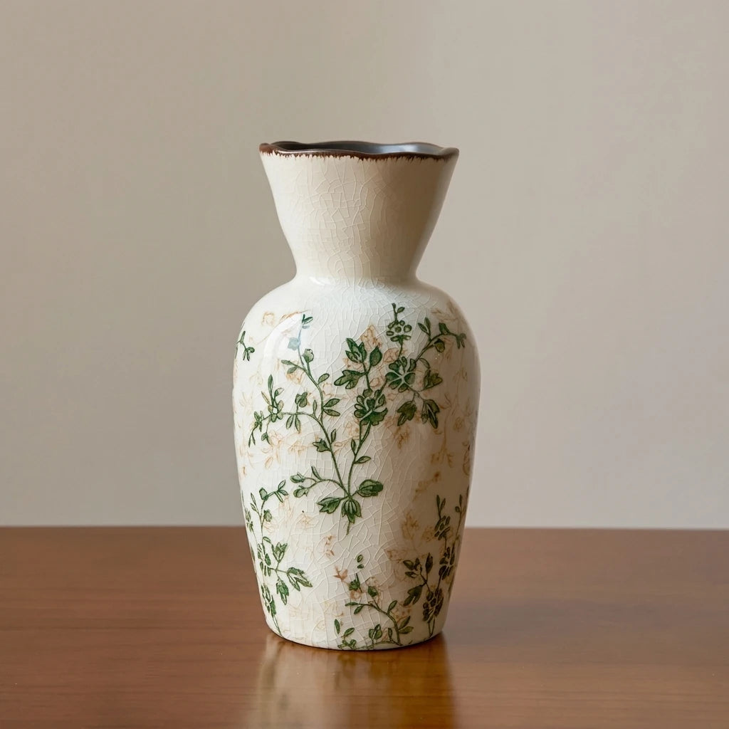 Vaso Decorativo de Cerâmica Retrô Oriental