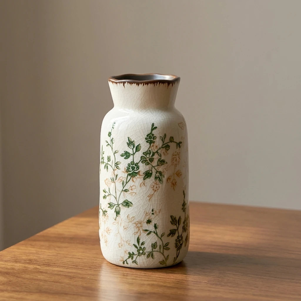 Vaso Decorativo de Cerâmica Retrô Oriental