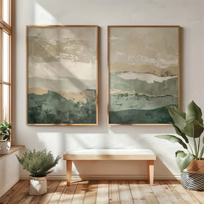 Quadro Decorativo Montanhas Wabi-Sabi Kit 2 Peças