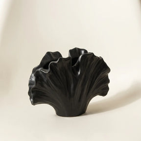 Vaso Decorativo de Cerâmica Folha Nórdico - Preto