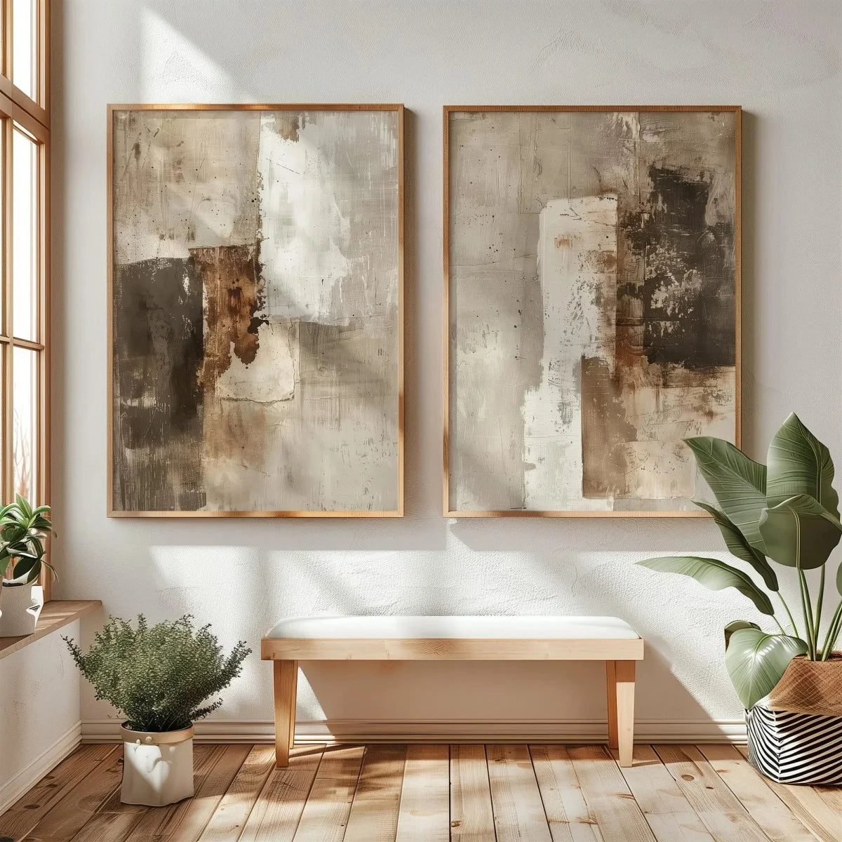 Quadro Decorativo Montanhas Wabi-Sabi Kit 2 Peças