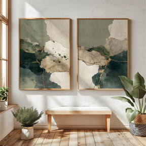 Quadro Decorativo Montanhas Wabi-Sabi Kit 2 Peças