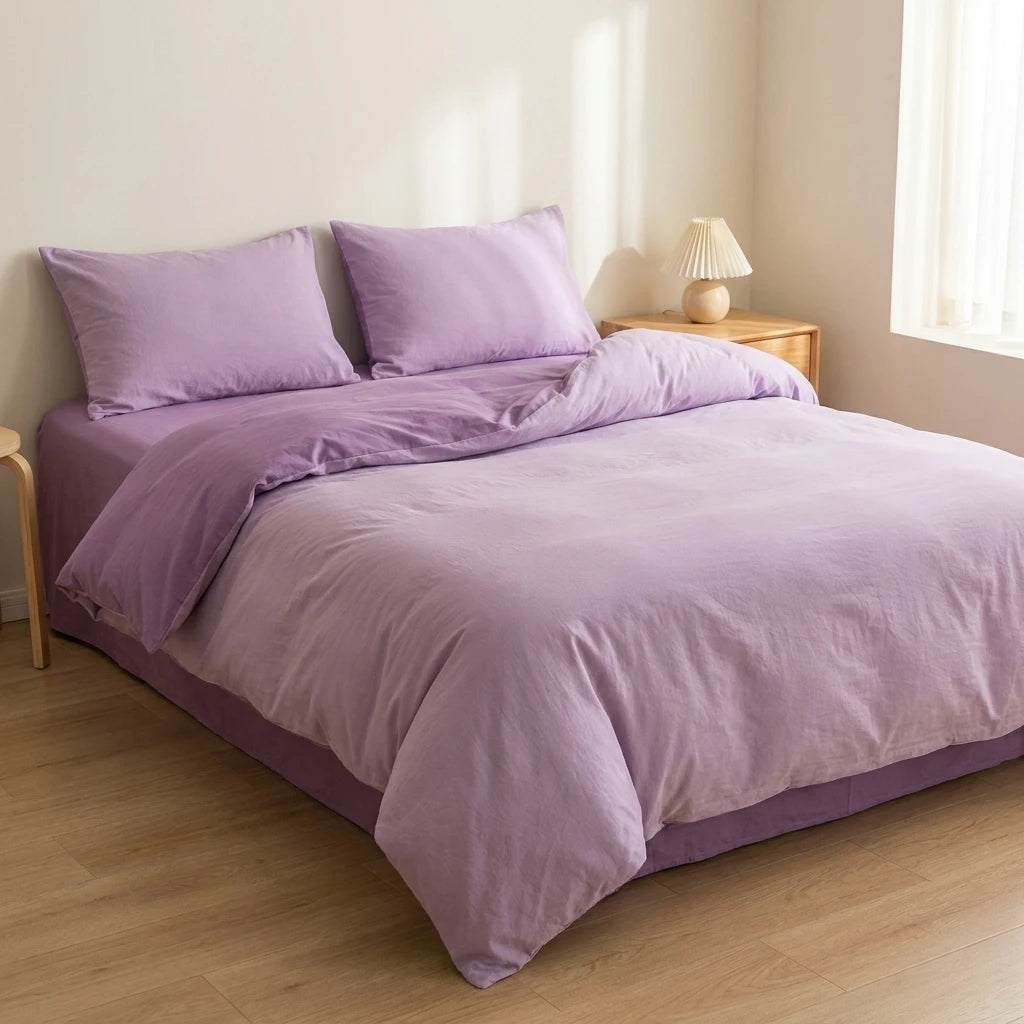 Jogo de Cama de Algodão Liso 4 Peças