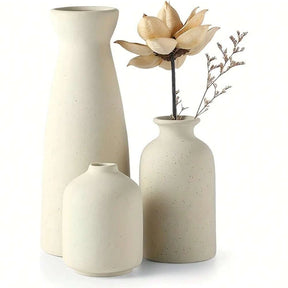 Kit 3 Vasos Decorativos de Cerâmica Boho