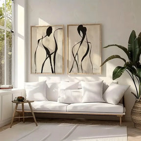 Quadro Decorativo Linha Abstrata Kit 2 Peças