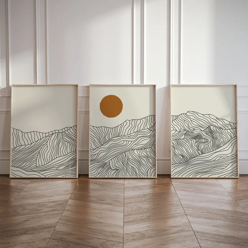 Quadro Decorativo Alpes Japoneses Kit 3 Peças