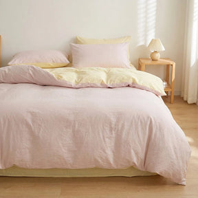 Jogo de Cama Duvet Liso Super Macio - Rosa e Off White