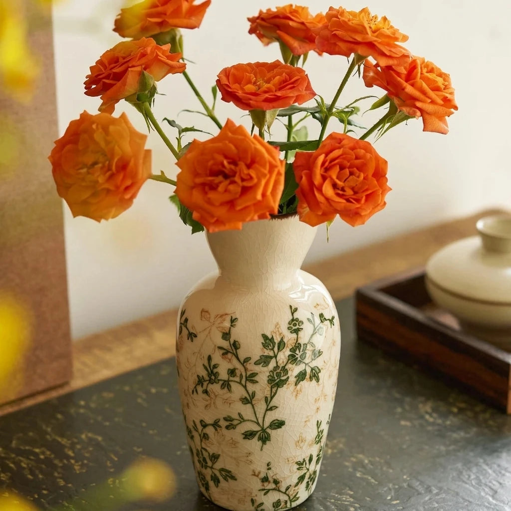 Vaso Decorativo de Cerâmica Retrô Oriental