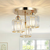Lustre de Cristal Dourado 3 Lâmpadas E27