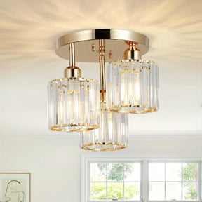 Lustre de Cristal Dourado 3 Lâmpadas E27
