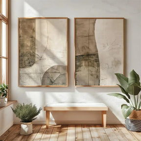 Quadro Decorativo Montanhas Wabi-Sabi Kit 2 Peças