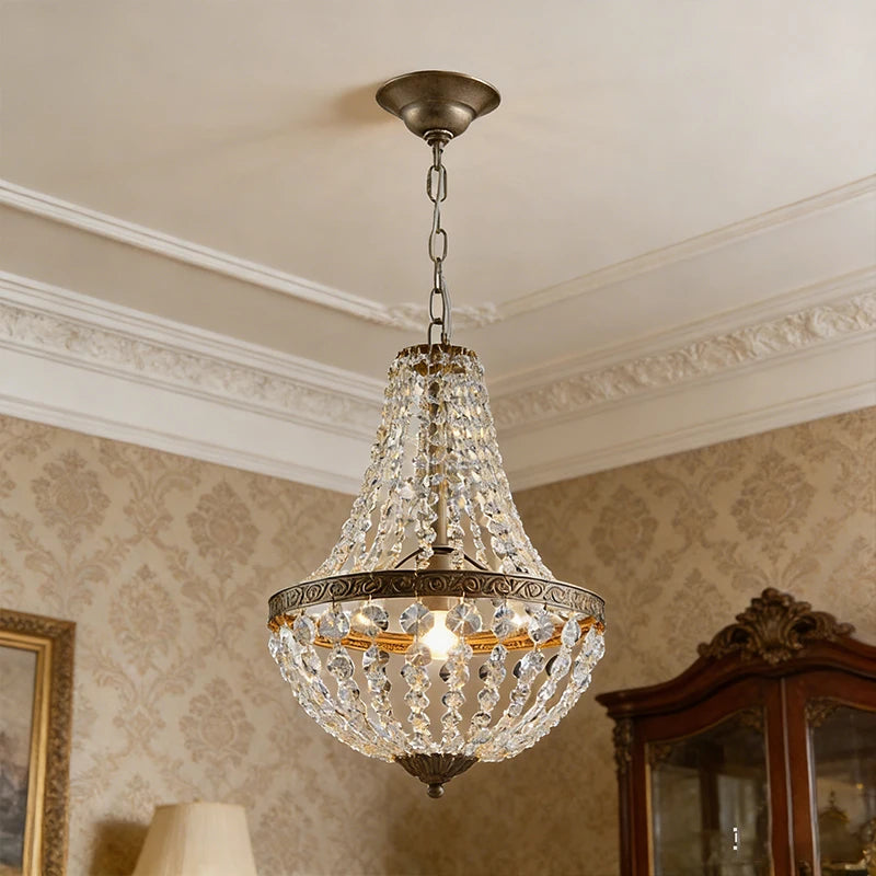 Lustre Pendente de Cristais Suspensos E27