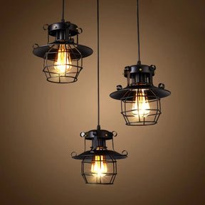 Luminária pendente industrial, Pendente retrô vintage, Lustre estilo gaiola, Luminária de teto decorativa, Iluminação industrial rústica


